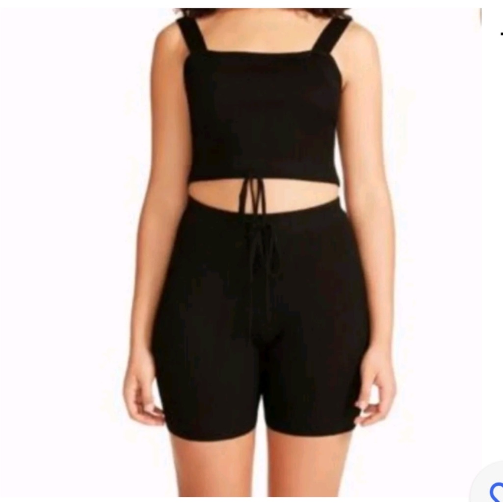 Nwt Madden Girl Concord Set Black Ribbed Matching Set With Cropped Tank Top And